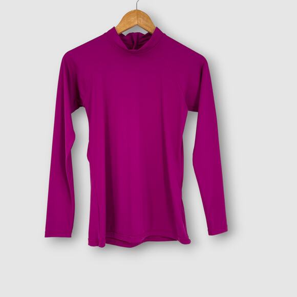 Athleta Tops - Athleta Magenta Long Sleeve Mock Neck Back Zip Active Top Medium